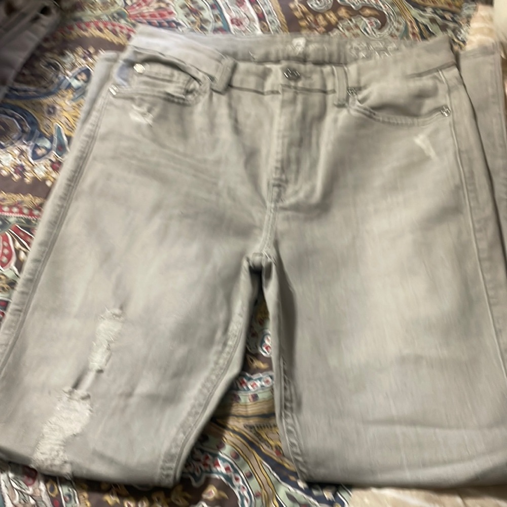 7 for all Mankind gray, high wasted skinny jeans